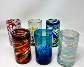 6 Assorted Hand Blown Water Glass