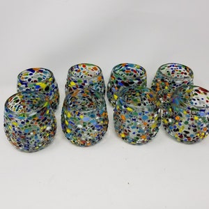 8 Stemless Wine Glasses - Rainbow Graniti