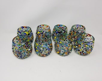 8 Stemless Wine Glasses - Rainbow Graniti