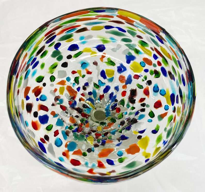 4 Hand Blown Margarita Glasses Rainbow Graniti Etsy