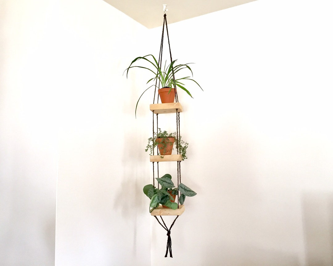 Wooden Hanging Shelves 3 Tiered Etsy.de