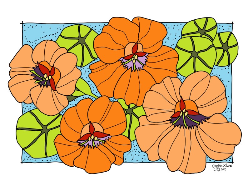 Printable Floral Art Illustration, Coloring Page, Craft Image, Collage ...