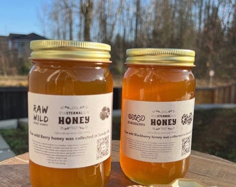 Raw Wild Blackberry & Raw Wild Berry Honey from Oregon (Pints 22oz net wt each)