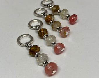 Segnapunti in tormalina per maglia, set di quattro segnapunti di lusso con perline sfaccettate in pietra preziosa.