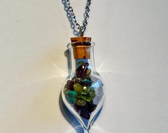 Harmony Talisman Necklace – Glass Vial with Natural Stones