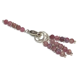 Tourmaline stitch markers for knitting, set of four luxury knitting markers with faceted gemstone beads.