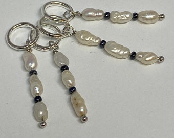 Freshwater Pearl stitch markers for knitting, set of four delicate knitting markers.