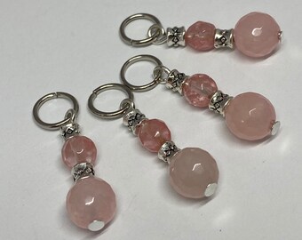 Rose Quartz Stitch Markers Set • Gift for Knitters