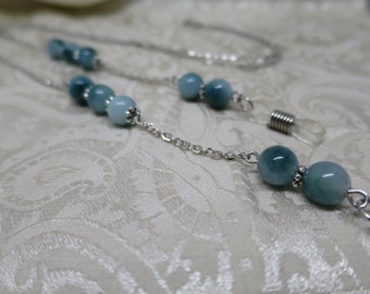 Blauwgroen edelsteen lenzenvloeistofketting voor lezers of zonnebril, natuurlijke agaatkralen