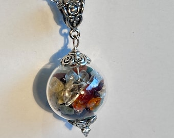 Protective Talisman Necklace – Glass Vial with Natural Stones