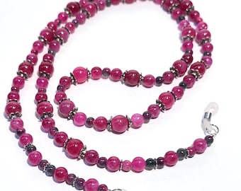 Tourmaline Eyeglass Chain · Handmade Luxury Pink Gemstone Glasses Chain