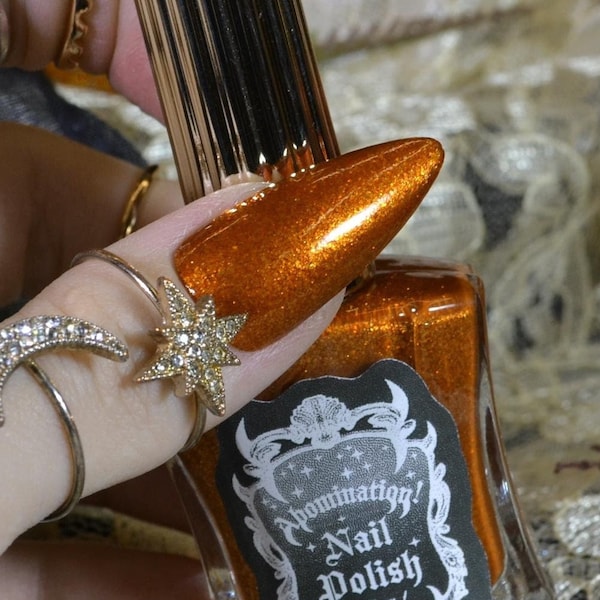 Lantern Light Nail Polish - Orange Gold Glitter