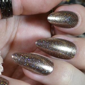 Heart Of Steel Nail Polish - Metallic Taupe Shimmer With Silver Holo Glitter