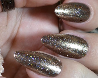 Heart Of Steel Nail Polish - Metallic Taupe Shimmer With Silver Holo Glitter