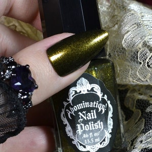 Bog Moss Nail Polish - Deep Olive Green Glitter Metallic