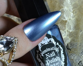 Serenity Nail Polish - Light Blue Silver Pearl Metallic