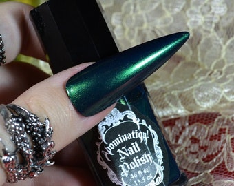 Forest Dragon Nail Polish - Dark Teal Blue With Green/Gold Duochrome