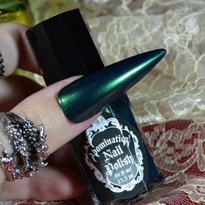 Forest Dragon Nail Polish - Dark Teal Blue With Green/Gold Duochrome