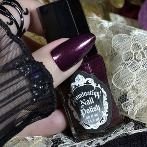 Deadly Nightshade Nail Polish - Dark Plum Purple With Gold Glitter