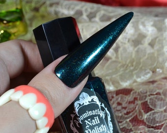 Trick Nail Polish - Dark Teal Green Glitter Jelly