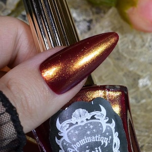 Dragon&#39;s Breath Nail Polish - Scarlet Red With Bright Yellow Gold Shimmer