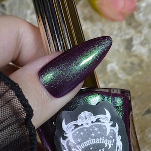Venomous Wyrm Nail Polish - Dark Plum Purple With Emerald Green Shimmer