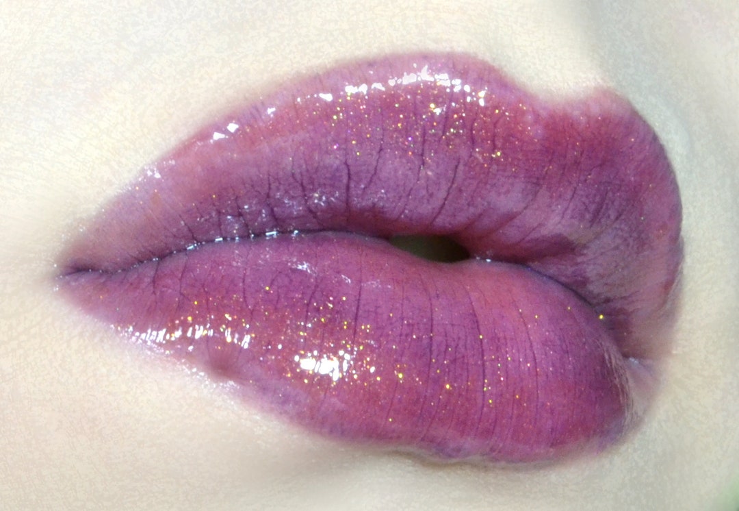 Enchanted Evening Lip Gloss Dark Purple With Gold Glitter Etsy