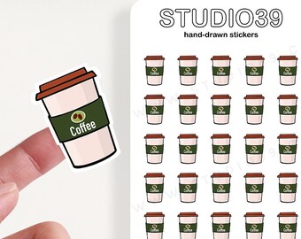 Pegatinas para agenda de café para llevar: pegatinas mate impermeables e ilustradas