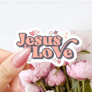Jesus is Love Sticker, Christian Stickers, Scripture & Bible Verse Stickers, Baptism Sticker, Bible Quote Sticker, Waterproof Sticker Flakes