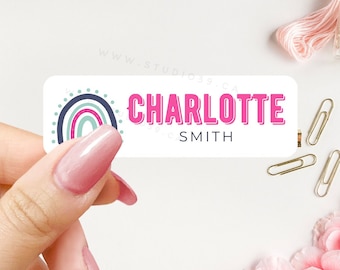 Rainbow Name Stickers: Waterproof Custom Labels for School
