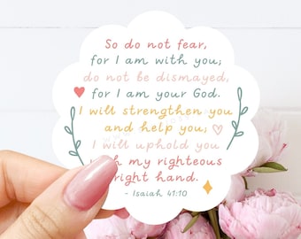 Isaiah 41:10 Sticker, Christian Stickers, Scripture & Bible Verse Stickers, Baptism Sticker, Waterproof Sticker Flakes