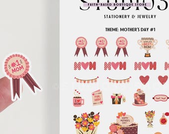 Handmade Mother's Day Sticker Sheet: Scrapbook Planner Stickers