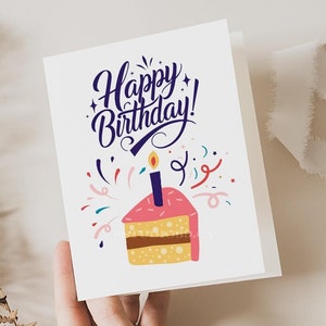 Carte de joyeux anniversaire, carte de joyeux anniversaire drôle de gâteau vintage, carte vierge, carte de voeux, cartes de voeux A2, cadeau pour lui, cadeau pour elle