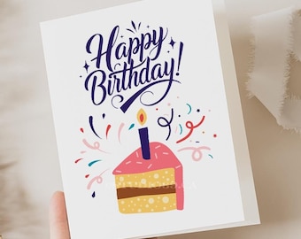 Tarjeta de felicitación de cumpleaños con un pastel divertido: tamaño A2