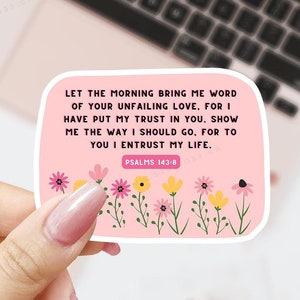 Salmos 143:8 - Pegatinas de Escrituras y Versículos Bíblicos, Pegatinas Cristianas, Regalo de Bautismo, Decoración Impermeable