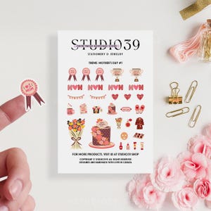 Studio39 / Foglio di adesivi per la festa della mamma / Fatto a mano / Adesivi per la mamma carina / Mamma n. 1 / Adesivi per confezioni regalo / Adesivi per scrapbook planner / Regalo per la mamma