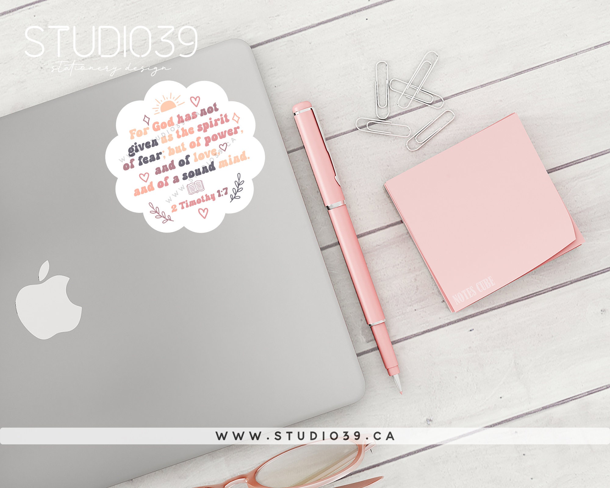 2 Timothy 1:7 Bible Verse Sticker Flake, Words Sticker Flake ...