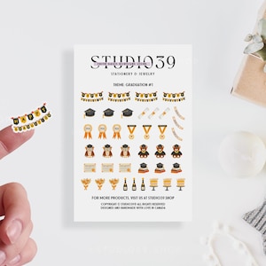 Studio39 | 卒業ステッカーシート | ハンドメイド | かわいい卒業ステッカー | 卒業証書帽子バナー | 卒業スクラップブックステッカー | パーティーデコレーション