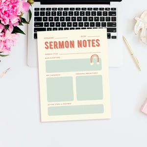 Sermon Notes Notepad: Christian Bible Study Journal
