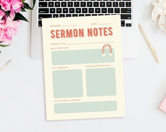 Sermon Notes Notepad: Christian Bible Study Journal