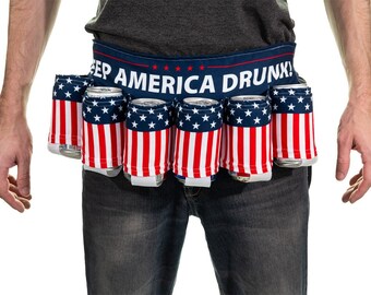 Texas State Flag 6 Can Beer Belt Holster NEW