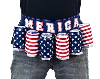 Texas State Flag 6 Can Beer Belt Holster NEW
