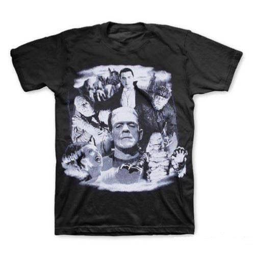 Universal Monsters Collage Frankenstein Karloff Lugosi Dracula T-Shirt
