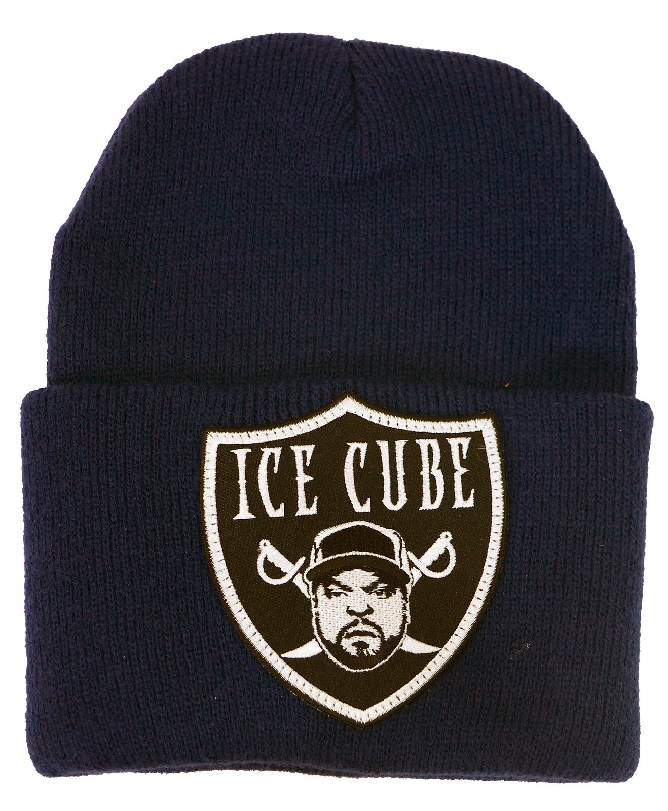 Ice Cube Beanie Raiders Logo NWA Navy Blue Embroidered Fold 