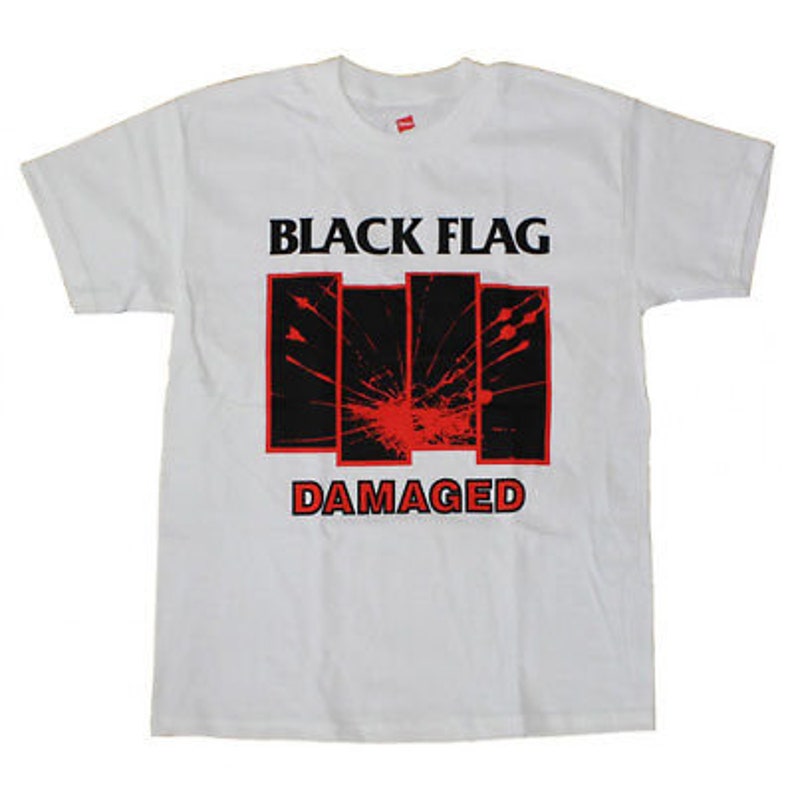 Black Flag Damaged Punk Band White T Shirt Etsy