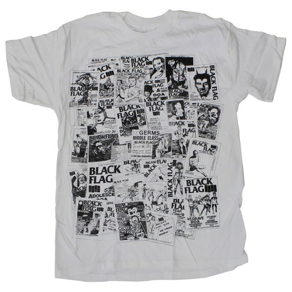 Black Flag Flyers Punk Band White T 