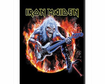 Iron Maiden Steve Harris Flames Fear Of The Dark Fridge Magnet