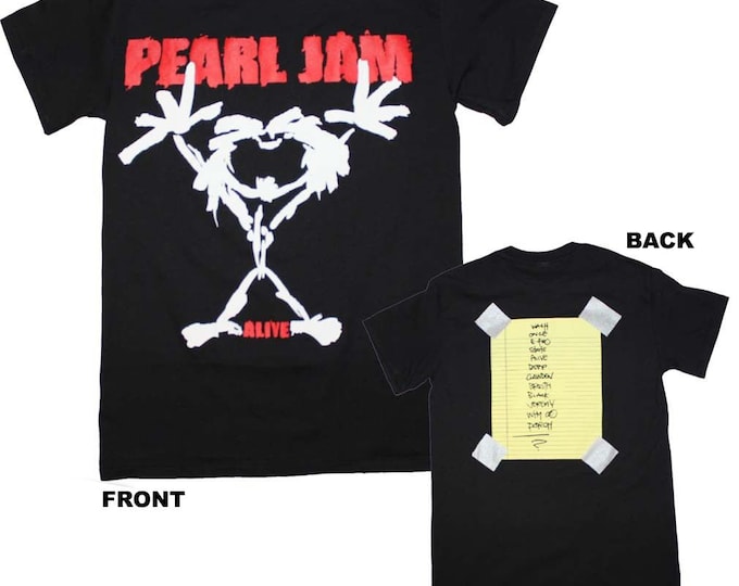Pearl Jam Stickman Adult T-shirt In Black, Size: Small, Color: Black