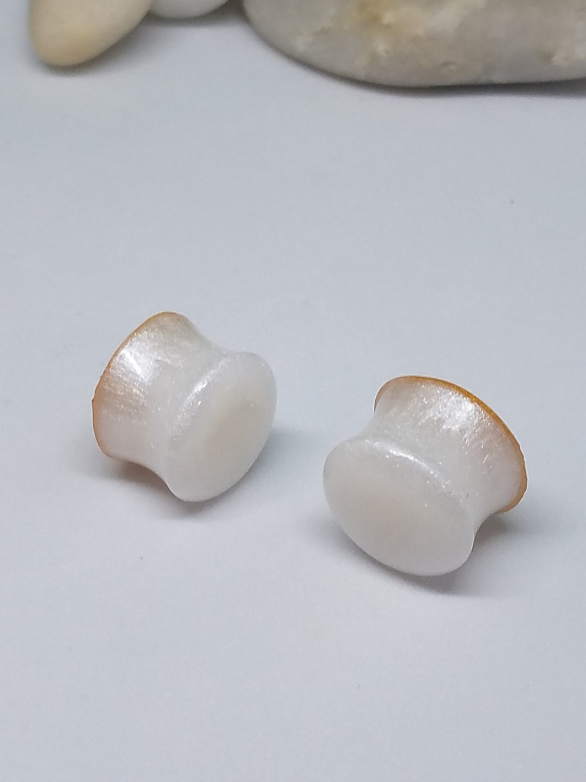 Unique ear gauges/plugs steampunk reversible gold/pearly Etsy