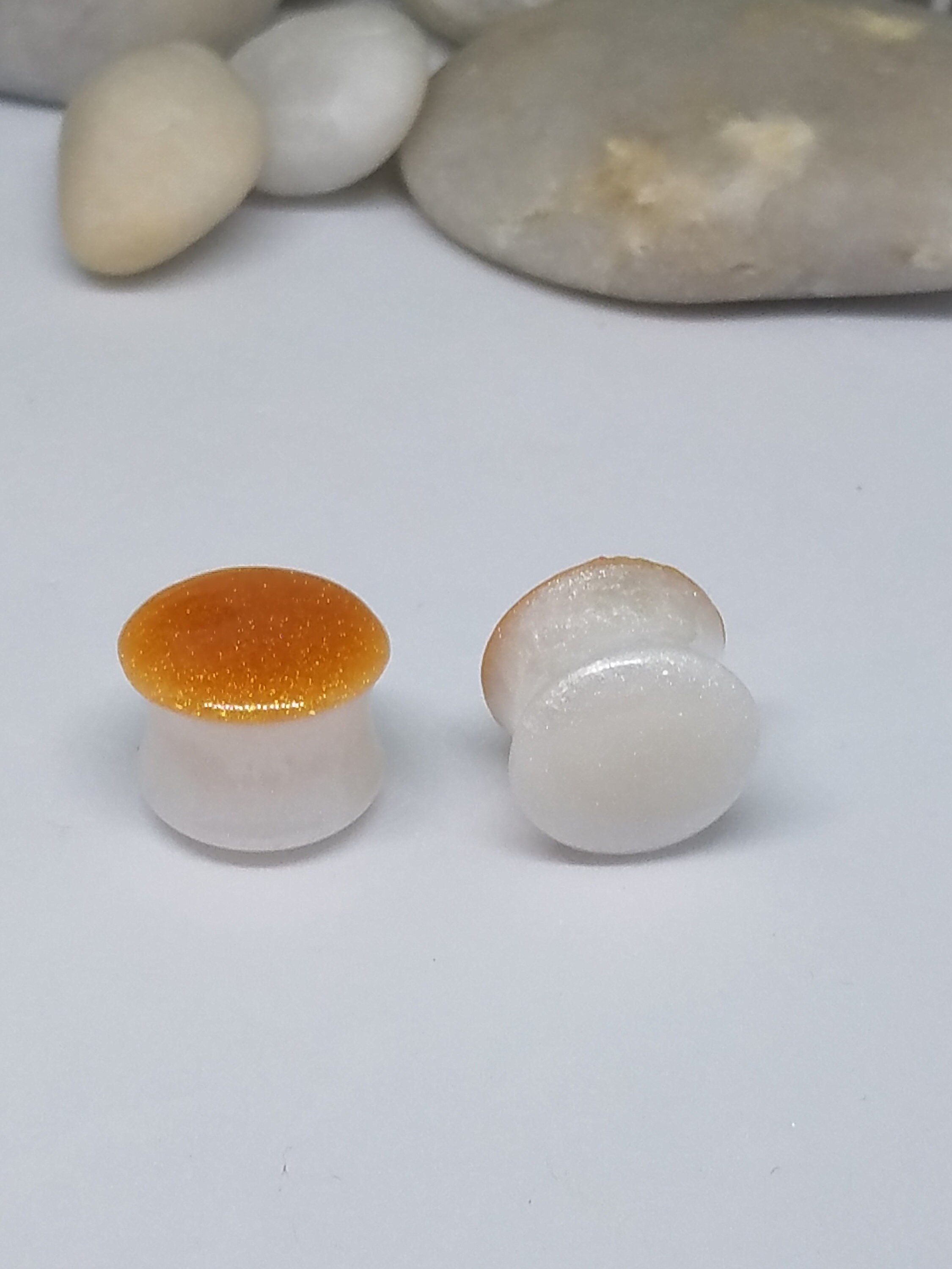 Unique ear gauges/plugs steampunk reversible gold/pearly Etsy